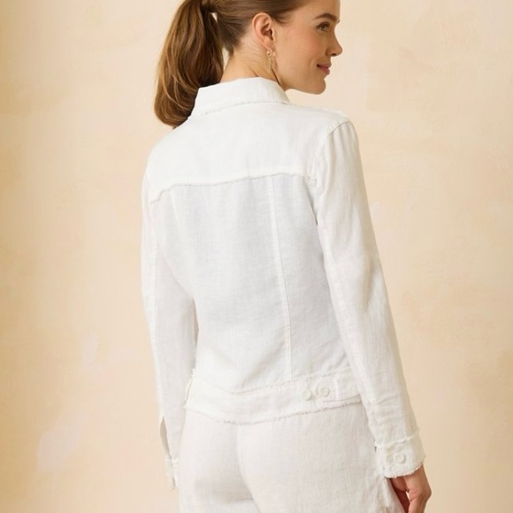 Tommy Bahama Two Palms Linen Raw-Edge Jacket in brilliant blue. Like new. - Picture 6 of 8